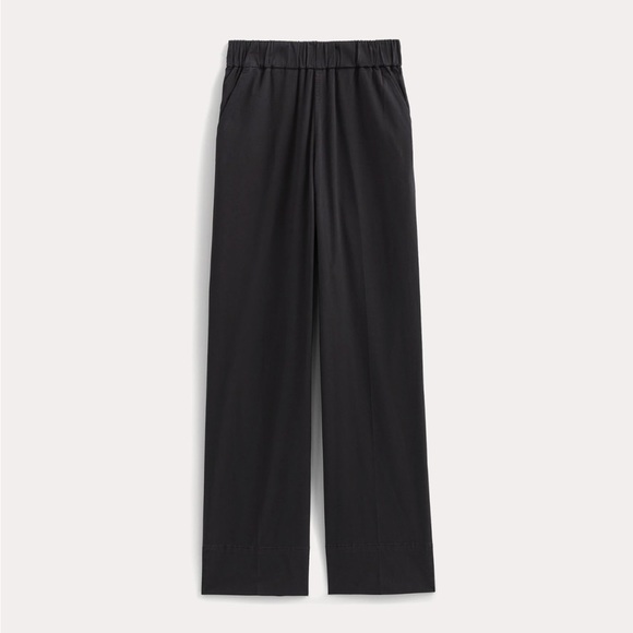 Everlane The Easy Pant Cotton Wide-Leg Pull On Elastic Waist Trousers in Black - Picture 1 of 14